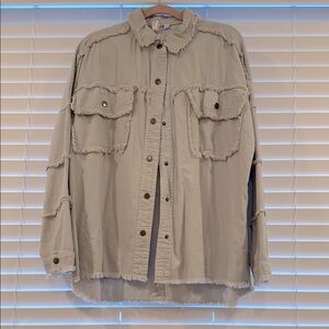 Elan ROCK & ROLL Frayed Edge Button-Up Shirt